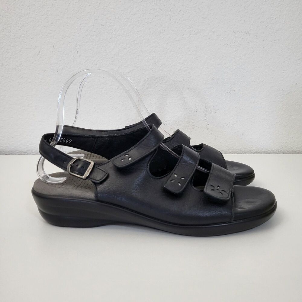 SAS Quatro Slingback Sandals Womens 9 S Narrow Width Black Made in USA Comfort